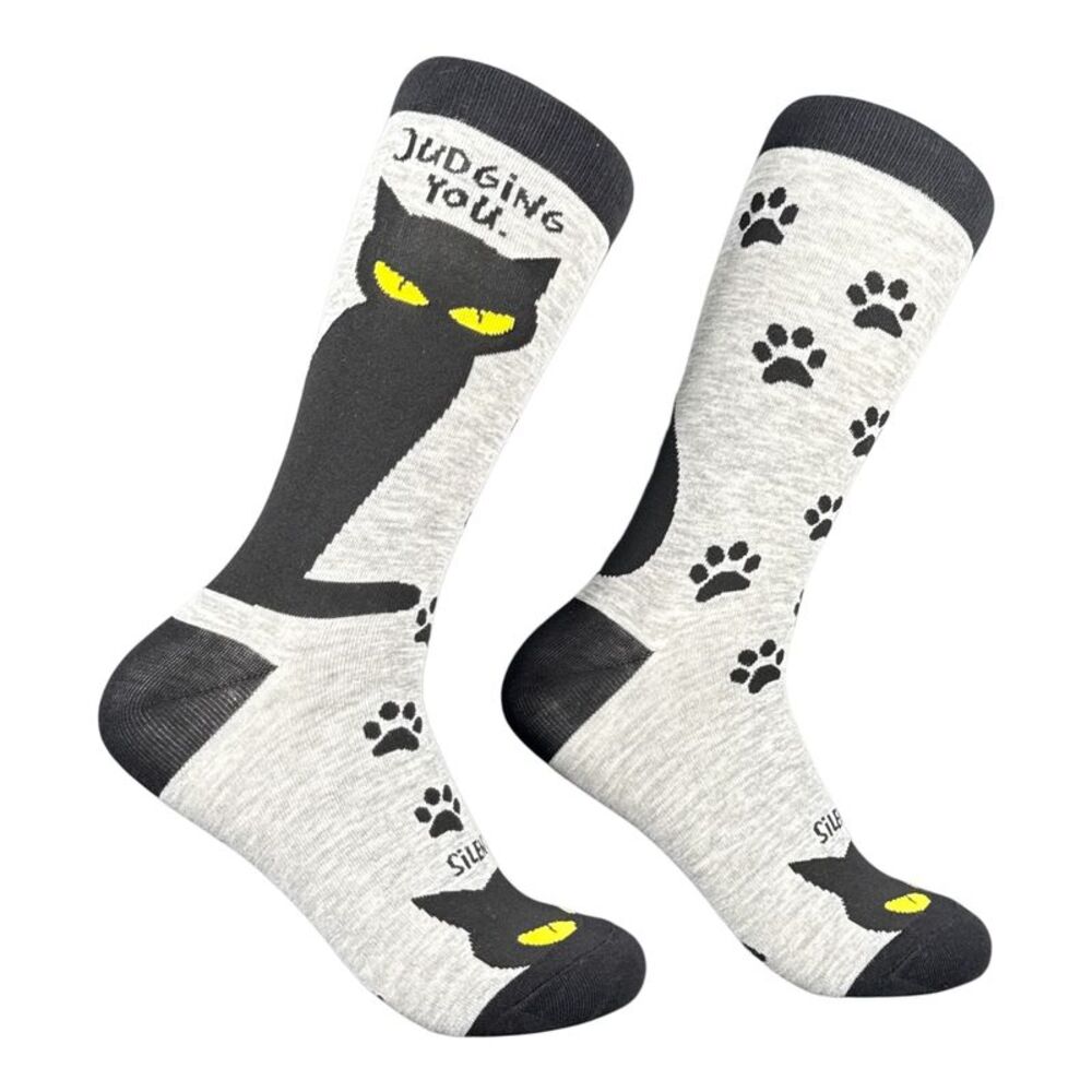 Judging You Silently Socks Funny Sarcastic Cat Footwear For Ladies
